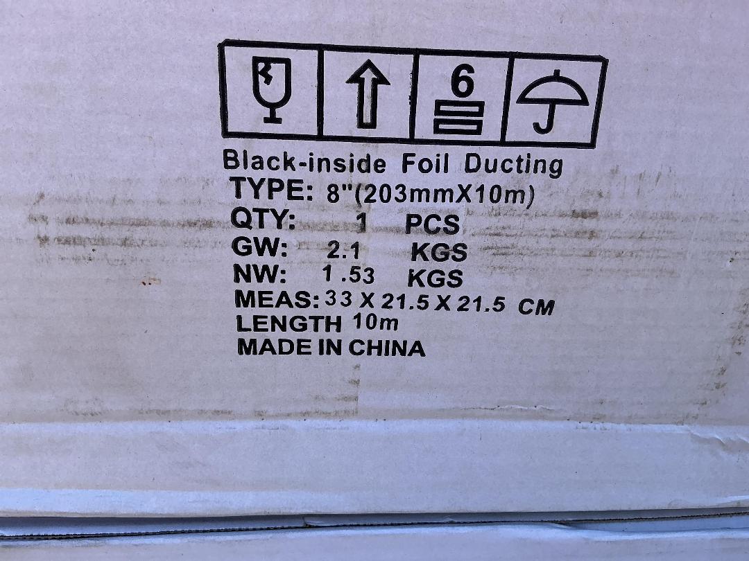 Photo '3' of 4x Black-Inside Foil Ducting (203mmX10m)