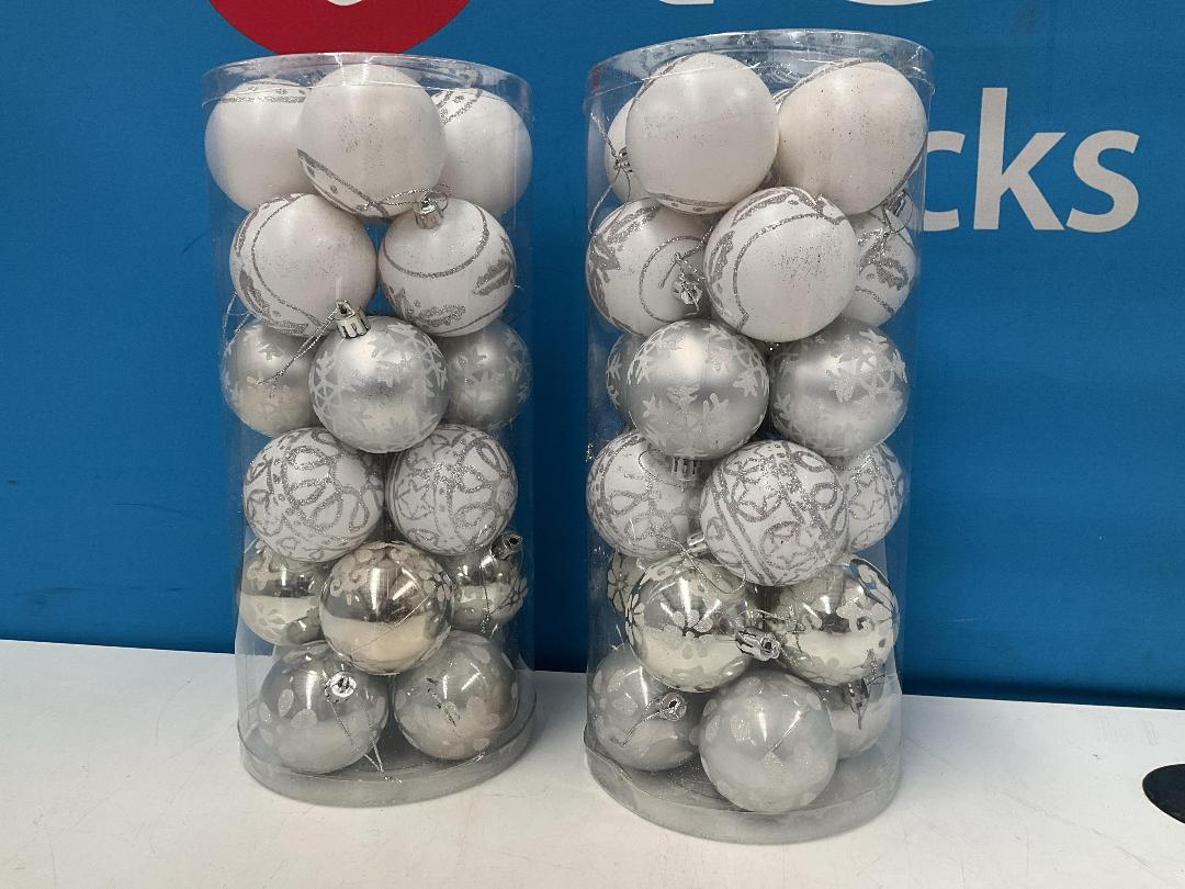 Photo '3' of Christmas Baubles - White & Silvers - 2 Tubes *NEW*