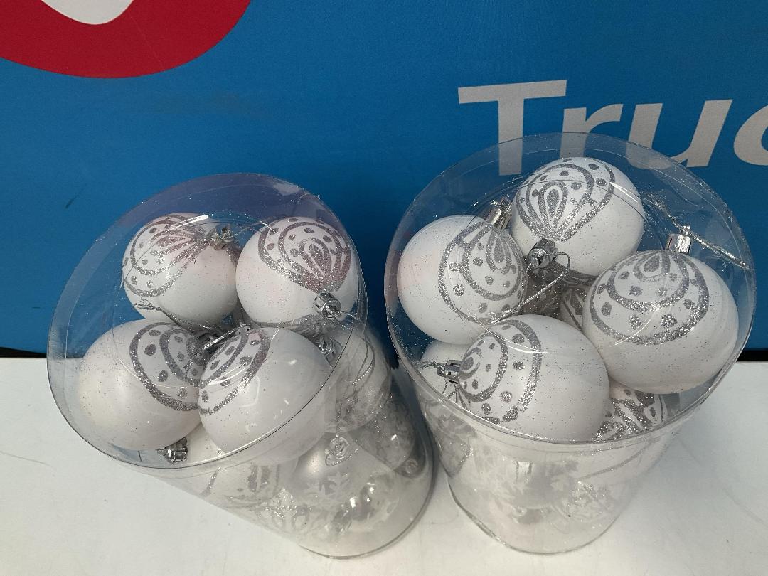 Photo '2' of Christmas Baubles - White & Silvers - 2 Tubes *NEW*