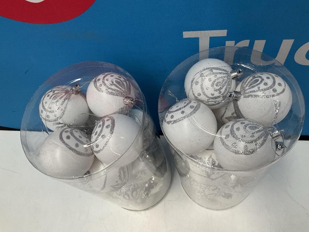 Photo '2' of Christmas Baubles - White & Silvers - 2 Tubes *NEW*