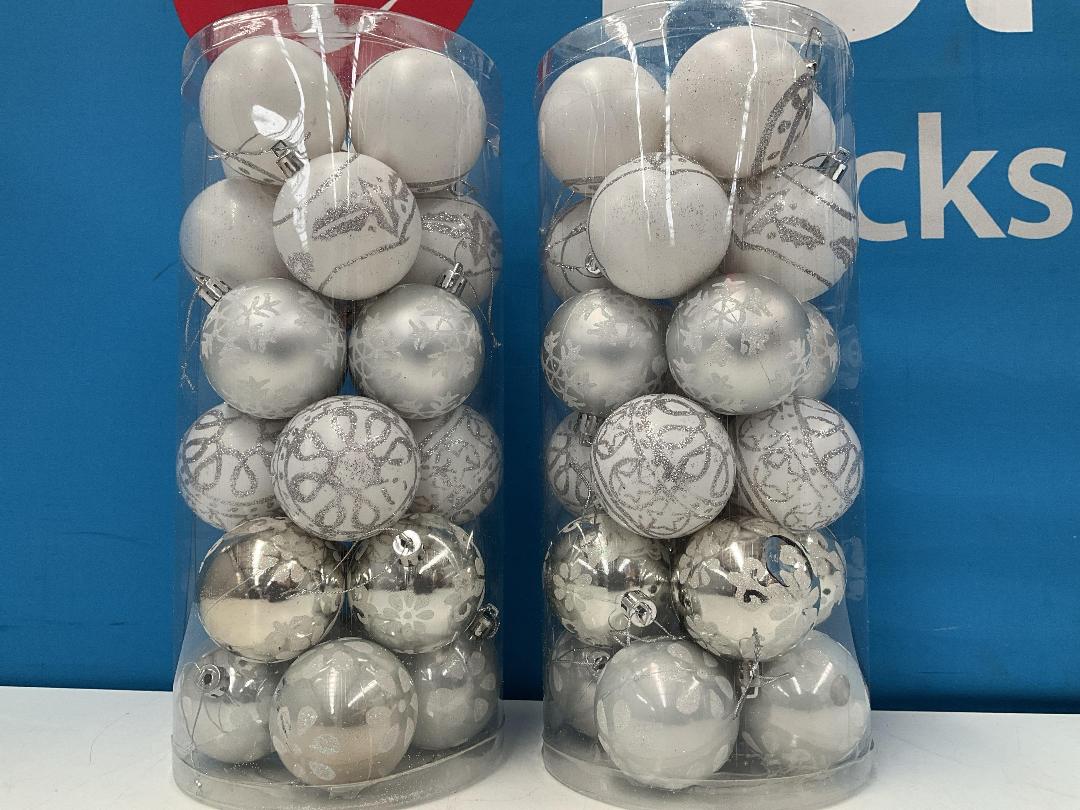 Photo '3' of Christmas Baubles - White & Silvers - 2 Tubes *NEW*