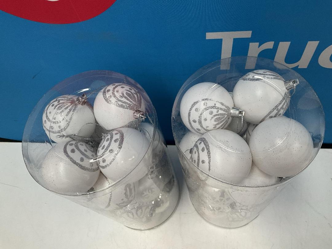 Photo '2' of Christmas Baubles - White & Silvers - 2 Tubes *NEW*