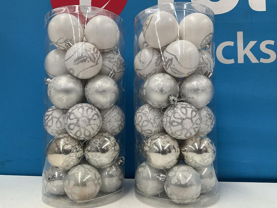 Photo '3' of Christmas Baubles - White & Silvers - 2 Tubes *NEW*