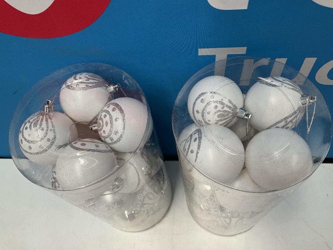 Photo '2' of Christmas Baubles - White & Silvers - 2 Tubes *NEW*