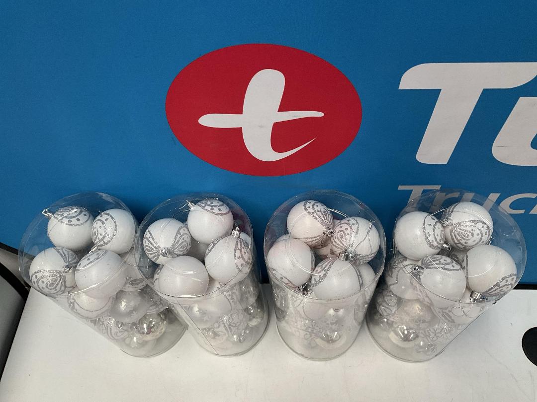 Photo '2' of Christmas Baubles - White & Silvers - 4 Tubes *NEW*