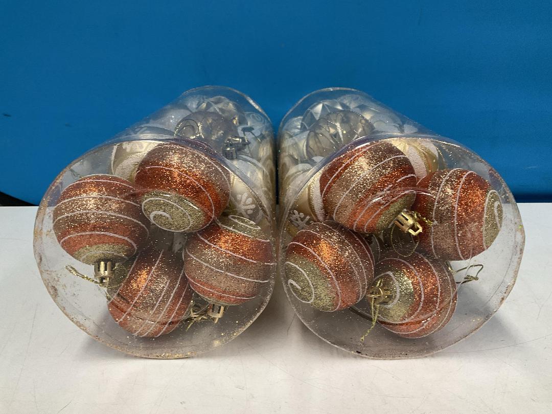 Photo '4' of Christmas Baubles - Gold Coloured, Orange/White - 2 Tubes *NEW*