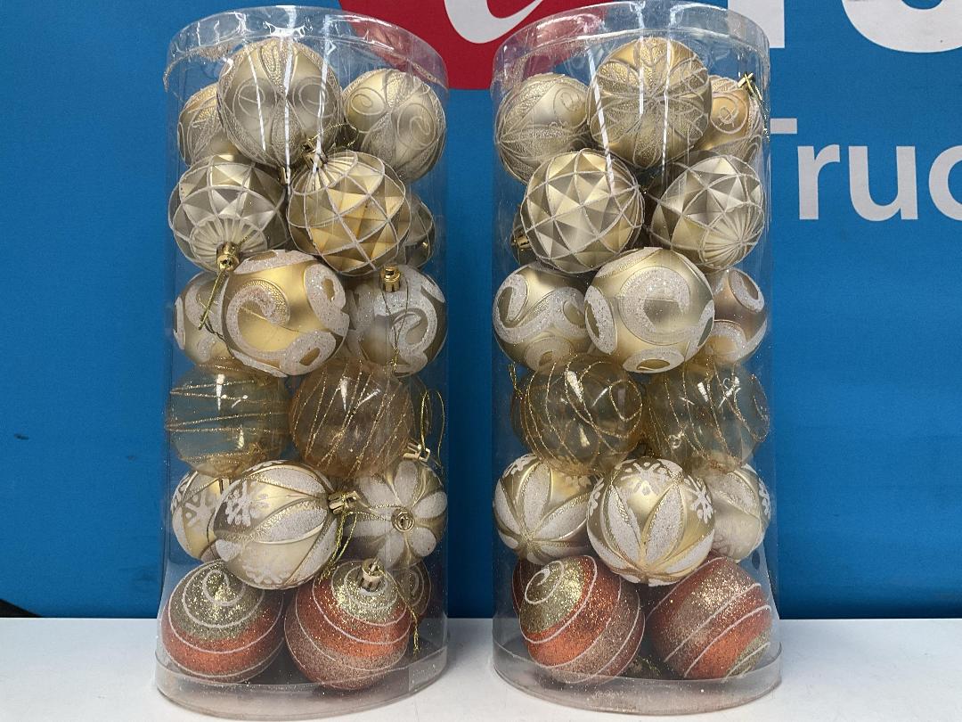 Photo '3' of Christmas Baubles - Gold Coloured, Orange/White - 2 Tubes *NEW*
