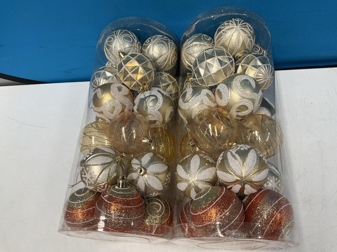 Photo '5' of Christmas Baubles - Gold Coloured, Orange/White - 2 Tubes *NEW*