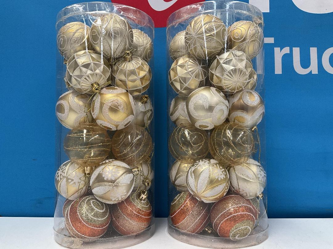 Photo '3' of Christmas Baubles - Gold Coloured, Orange/White - 2 Tubes *NEW*