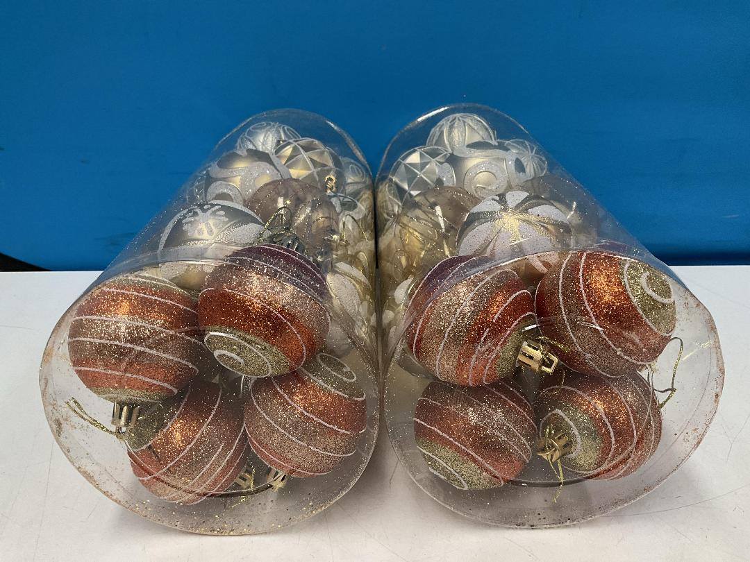 Photo '4' of Christmas Baubles - Gold Coloured, Orange/White - 2 Tubes *NEW*