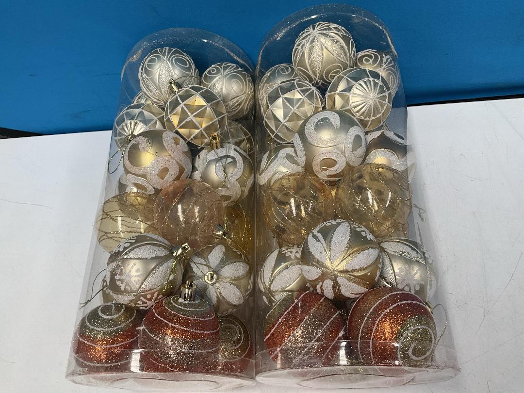 Photo '5' of Christmas Baubles - Gold Coloured, Orange/White - 2 Tubes *NEW*