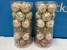 Thumbnail '1' of Christmas Baubles - Gold Coloured, Orange/White - 2 Tubes *NEW*