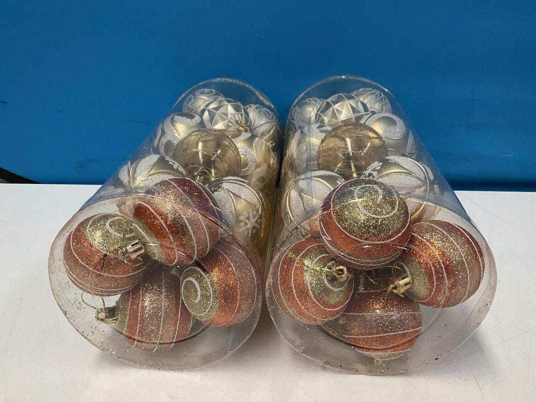Photo '4' of Christmas Baubles - Gold Coloured, Orange/White - 2 Tubes *NEW*