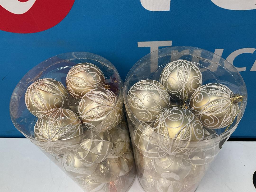 Photo '2' of Christmas Baubles - Gold Coloured, Orange/White - 2 Tubes *NEW*