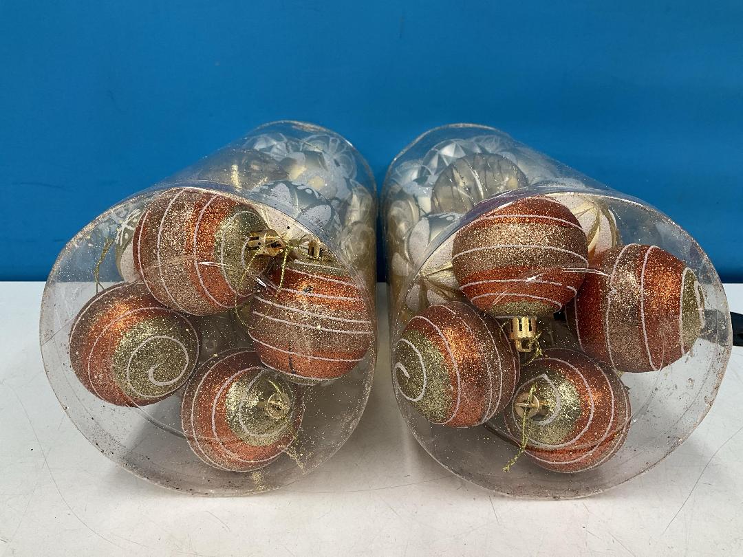 Photo '4' of Christmas Baubles - Gold Coloured, Orange/White - 2 Tubes *NEW*