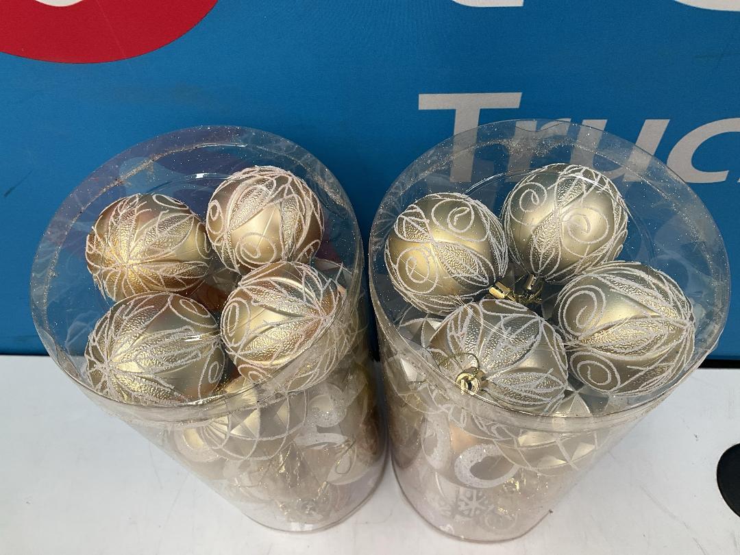Photo '2' of Christmas Baubles - Gold Coloured, Orange/White - 2 Tubes *NEW*