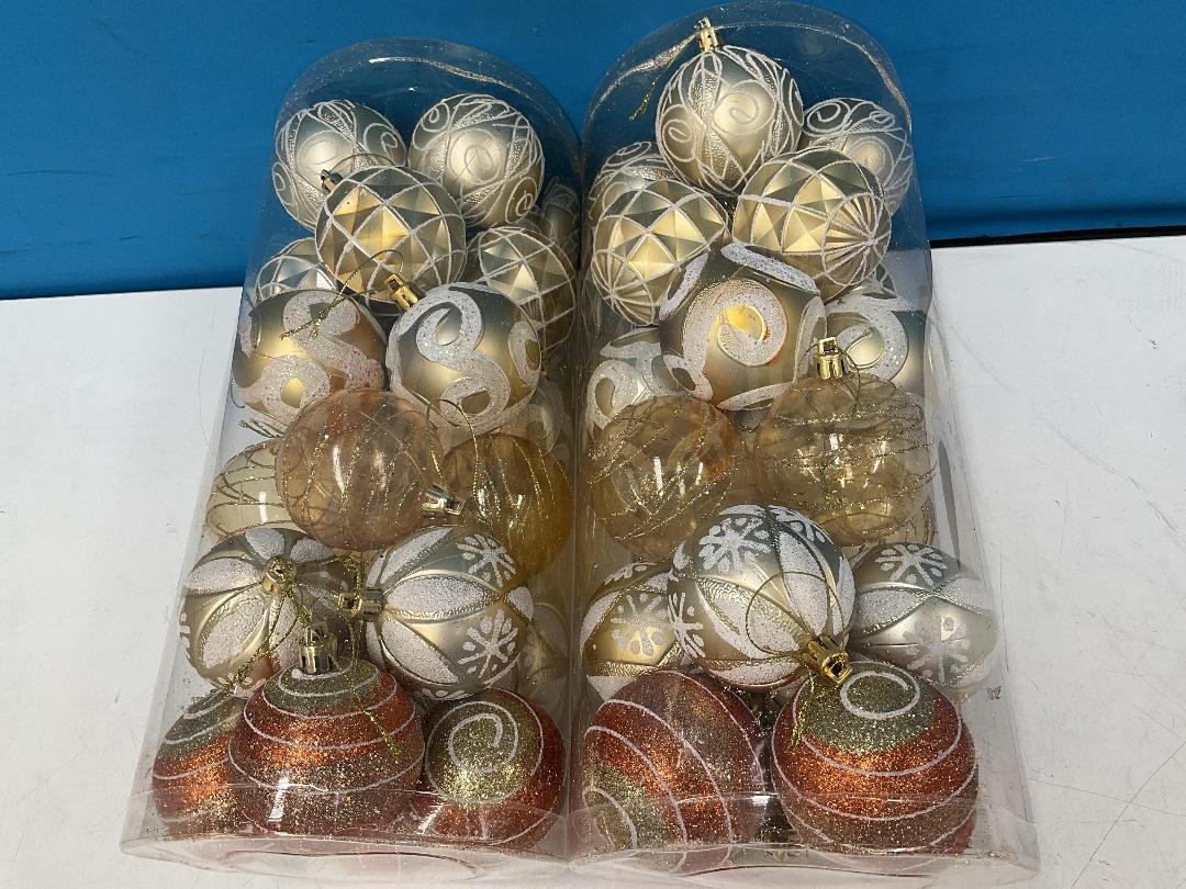 Photo '5' of Christmas Baubles - Gold Coloured, Orange/White - 2 Tubes *NEW*