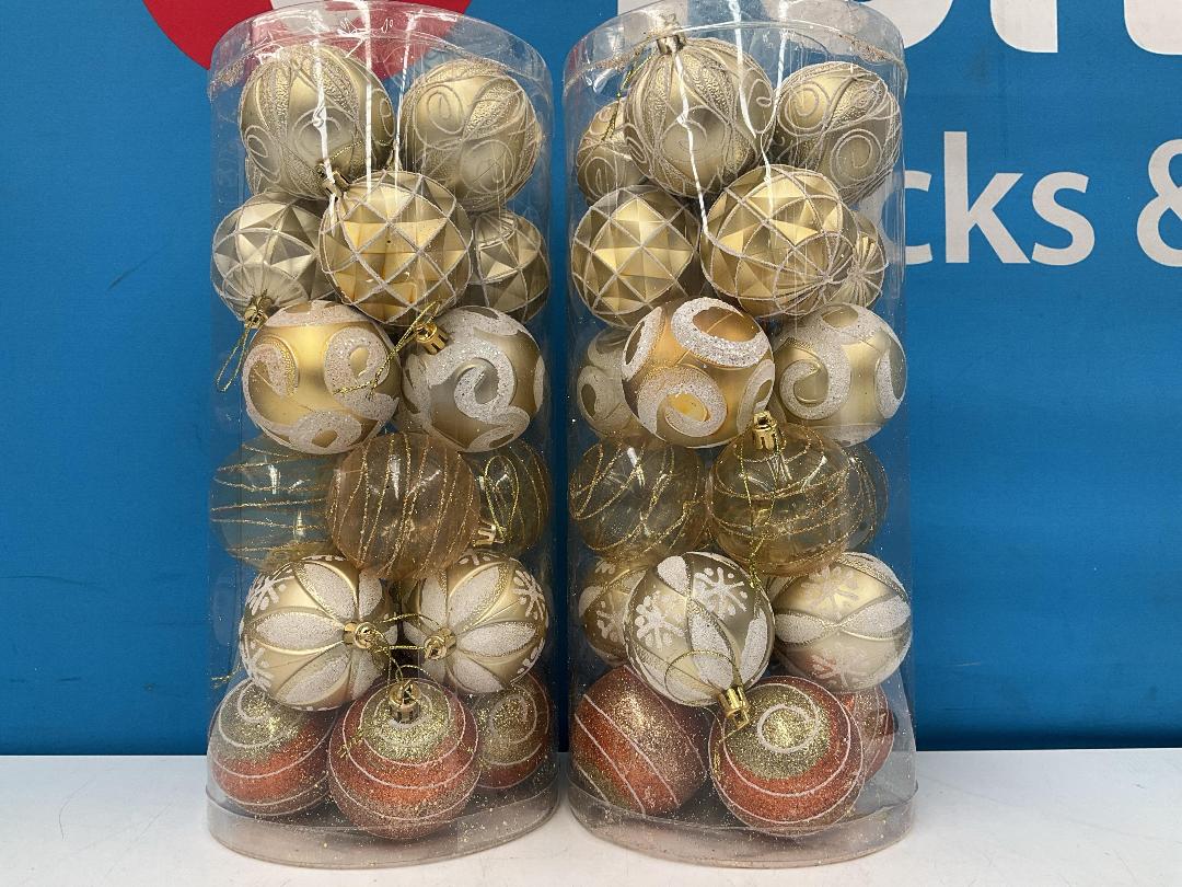 Photo '3' of Christmas Baubles - Gold Coloured, Orange/White - 2 Tubes *NEW*