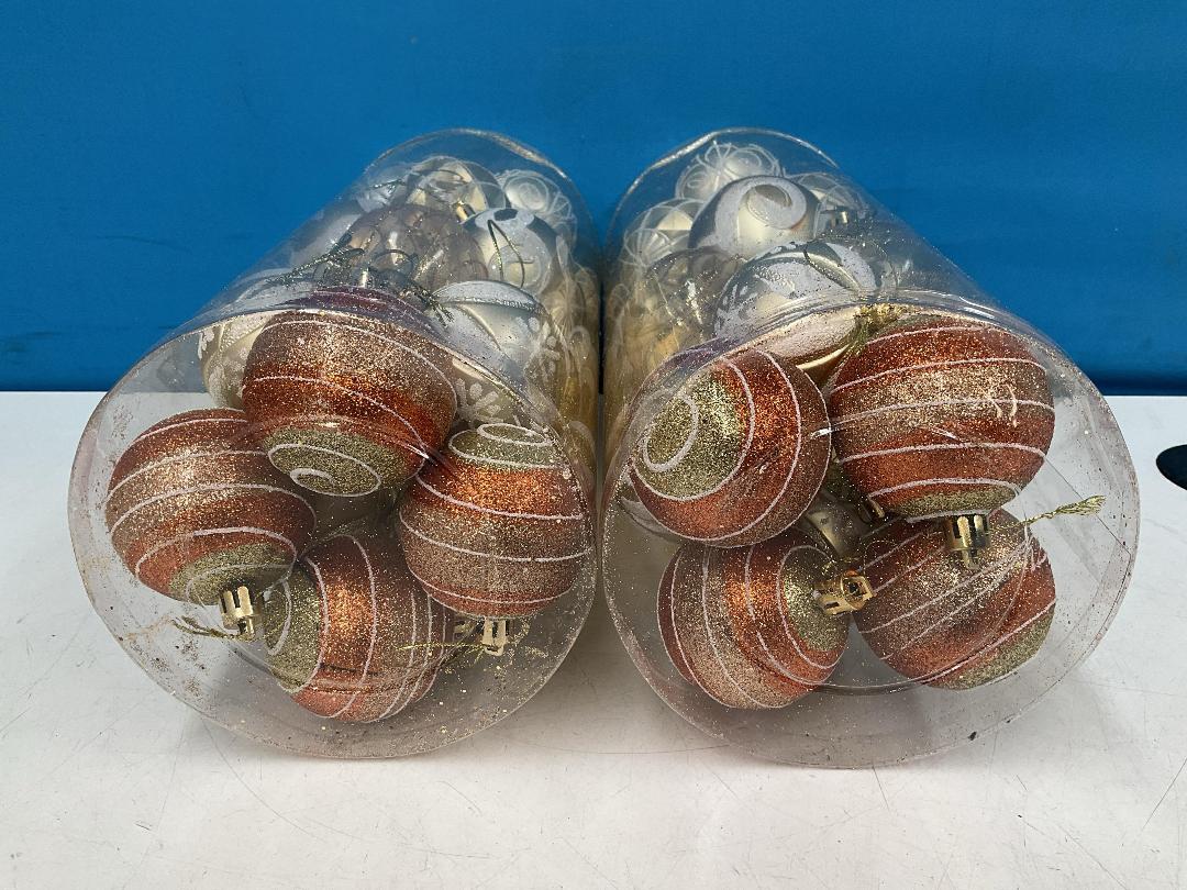 Photo '4' of Christmas Baubles - Gold Coloured, Orange/White - 2 Tubes *NEW*