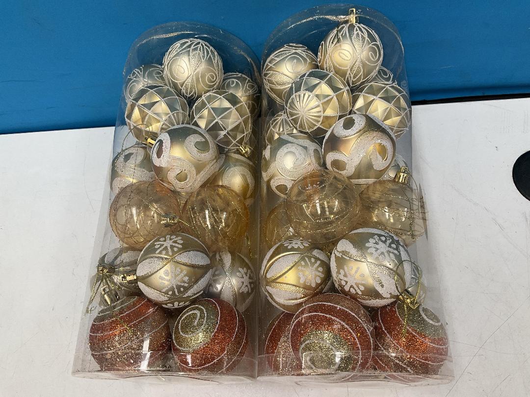 Photo '5' of Christmas Baubles - Gold Coloured, Orange/White - 2 Tubes *NEW*