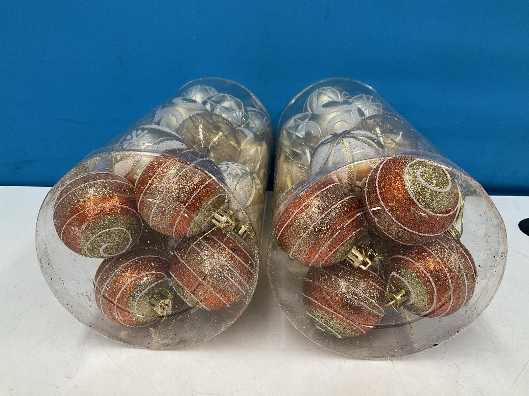 Photo '4' of Christmas Baubles - Gold Coloured, Orange/White - 2 Tubes *NEW*