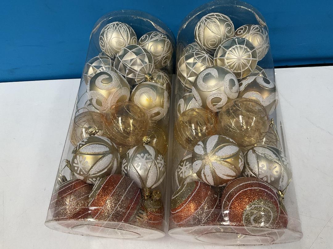 Photo '5' of Christmas Baubles - Gold Coloured, Orange/White - 2 Tubes *NEW*