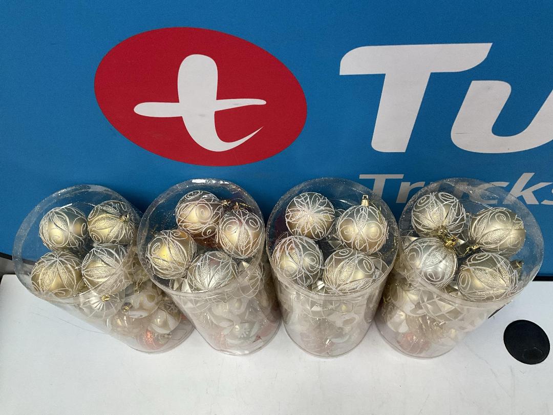 Photo '2' of Christmas Baubles - Gold Coloured, Orange/White - 4 Tubes *NEW*