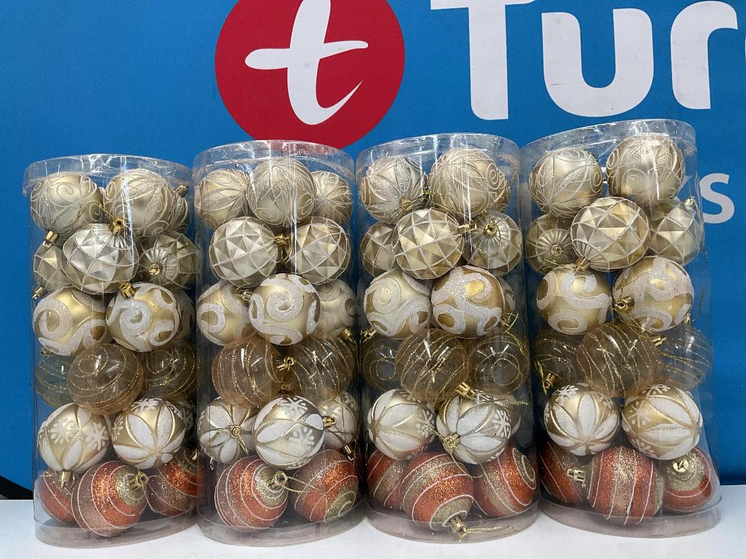 Photo '3' of Christmas Baubles - Gold Coloured, Orange/White - 4 Tubes *NEW*