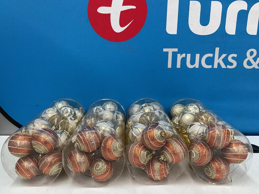 Photo '4' of Christmas Baubles - Gold Coloured, Orange/White - 4 Tubes *NEW*