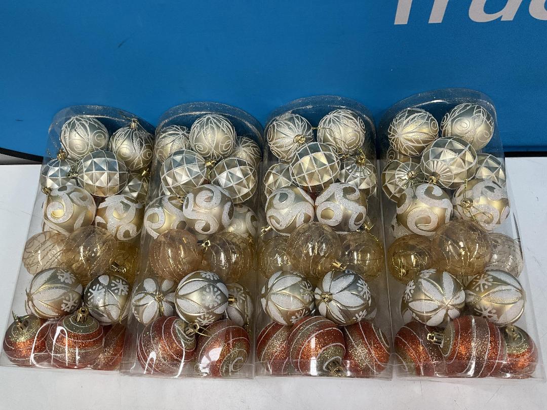 Photo '5' of Christmas Baubles - Gold Coloured, Orange/White - 4 Tubes *NEW*