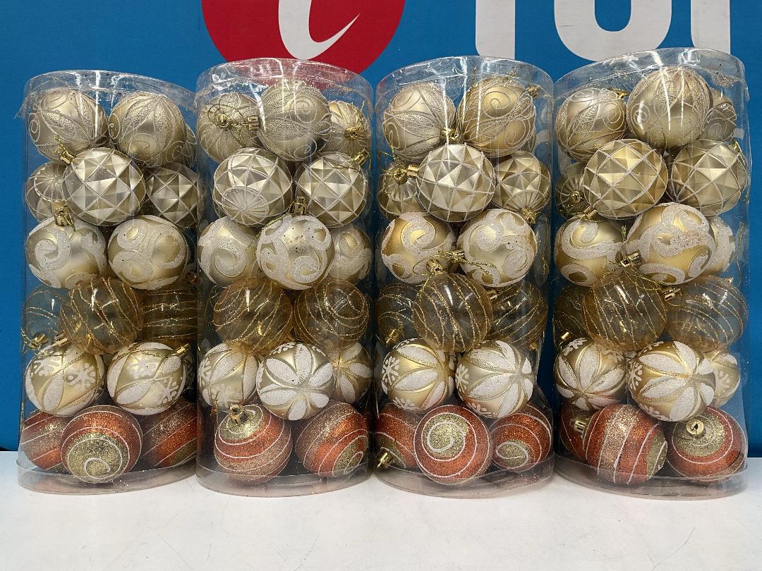 Photo '3' of Christmas Baubles - Gold Coloured, Orange/White - 4 Tubes *NEW*