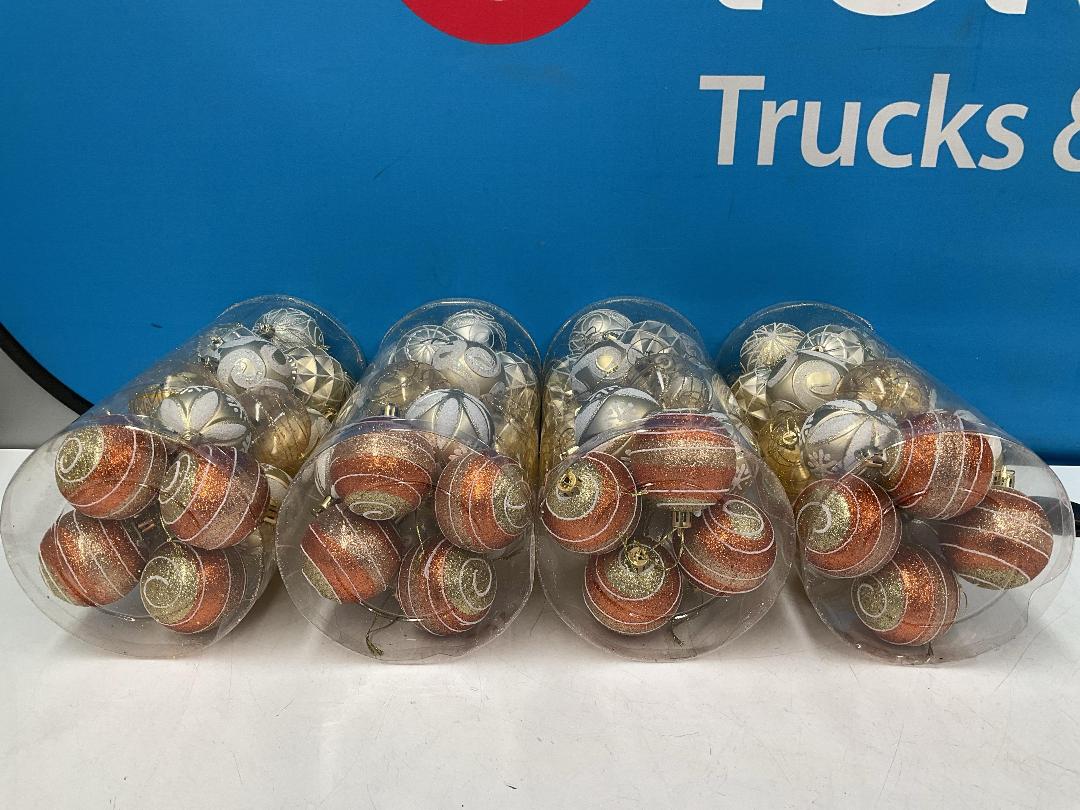 Photo '4' of Christmas Baubles - Gold Coloured, Orange/White - 4 Tubes *NEW*