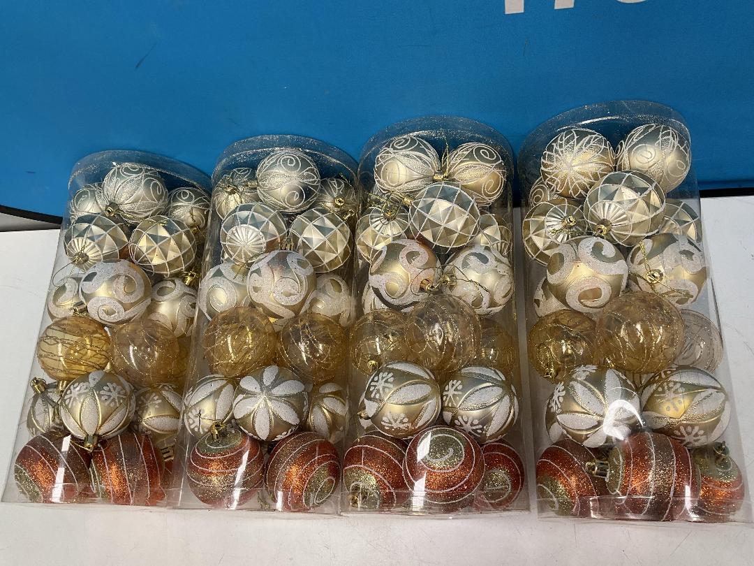 Photo '5' of Christmas Baubles - Gold Coloured, Orange/White - 4 Tubes *NEW*