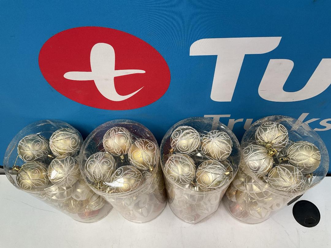 Photo '2' of Christmas Baubles - Gold Coloured, Orange/White - 4 Tubes *NEW*