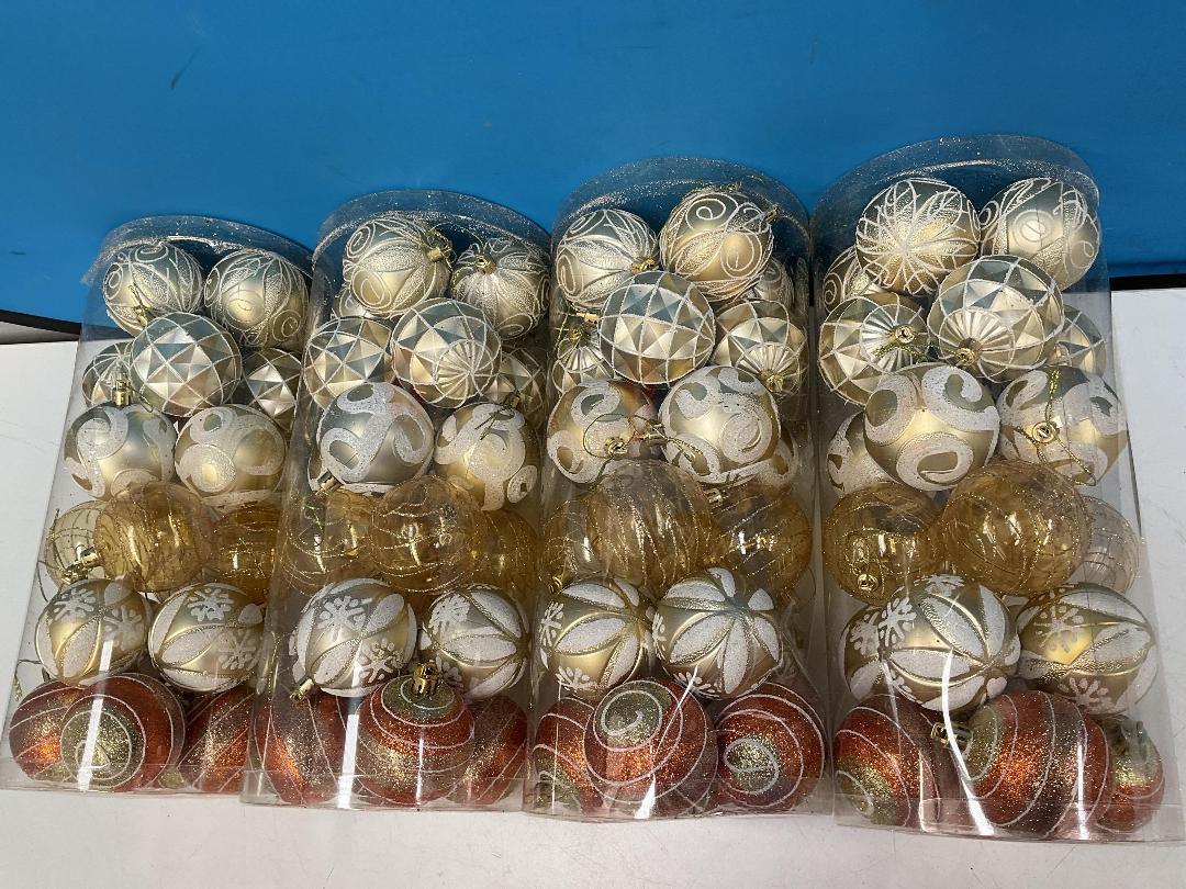 Photo '5' of Christmas Baubles - Gold Coloured, Orange/White - 4 Tubes *NEW*