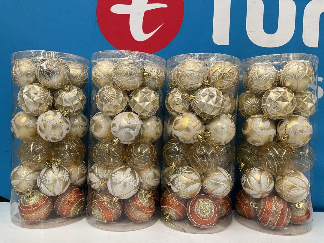 Photo '3' of Christmas Baubles - Gold Coloured, Orange/White - 4 Tubes *NEW*
