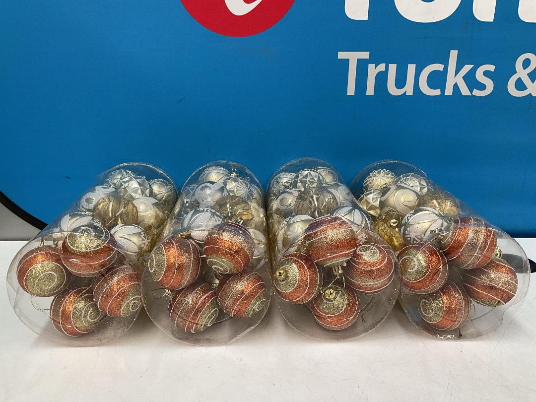 Photo '4' of Christmas Baubles - Gold Coloured, Orange/White - 4 Tubes *NEW*