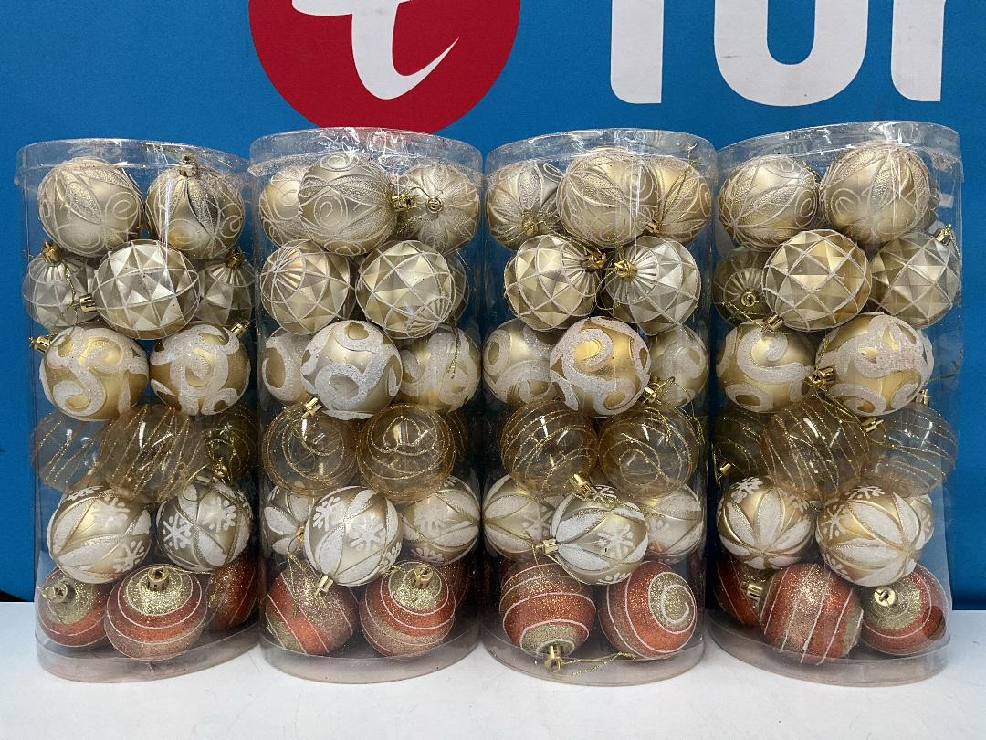 Photo '3' of Christmas Baubles - Gold Coloured, Orange/White - 4 Tubes *NEW*