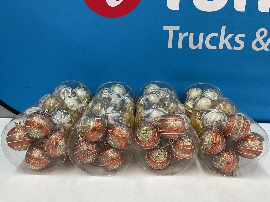 Photo '4' of Christmas Baubles - Gold Coloured, Orange/White - 4 Tubes *NEW*