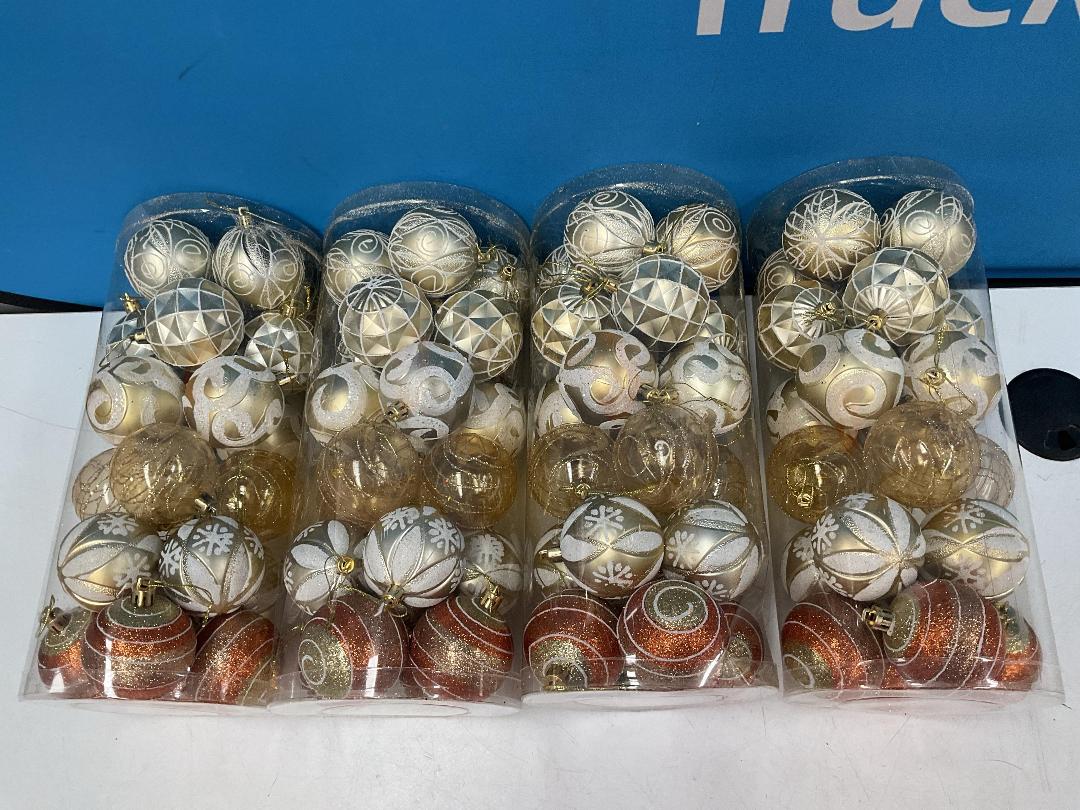 Photo '5' of Christmas Baubles - Gold Coloured, Orange/White - 4 Tubes *NEW*