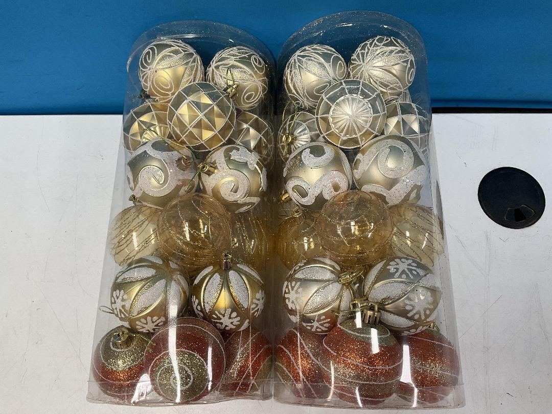 Photo '5' of Christmas Baubles - Gold Coloured, Orange/White - 2 Tubes *NEW*