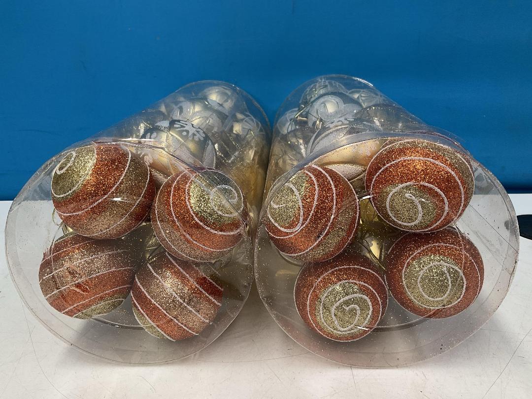 Photo '4' of Christmas Baubles - Gold Coloured, Orange/White - 2 Tubes *NEW*
