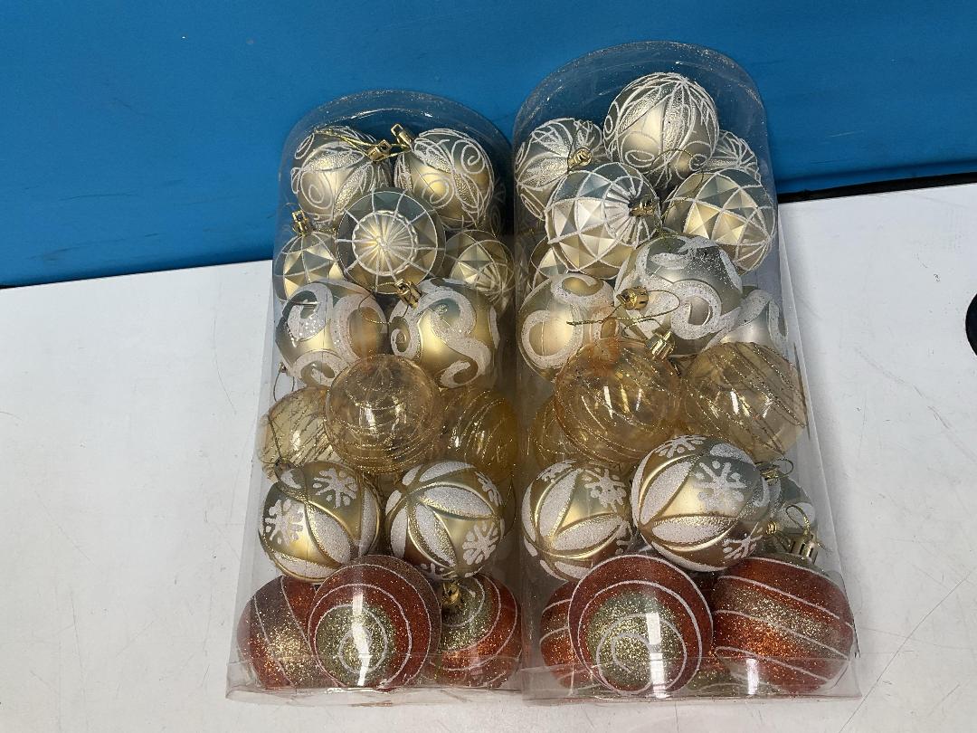 Photo '5' of Christmas Baubles - Gold Coloured, Orange/White - 2 Tubes *NEW*