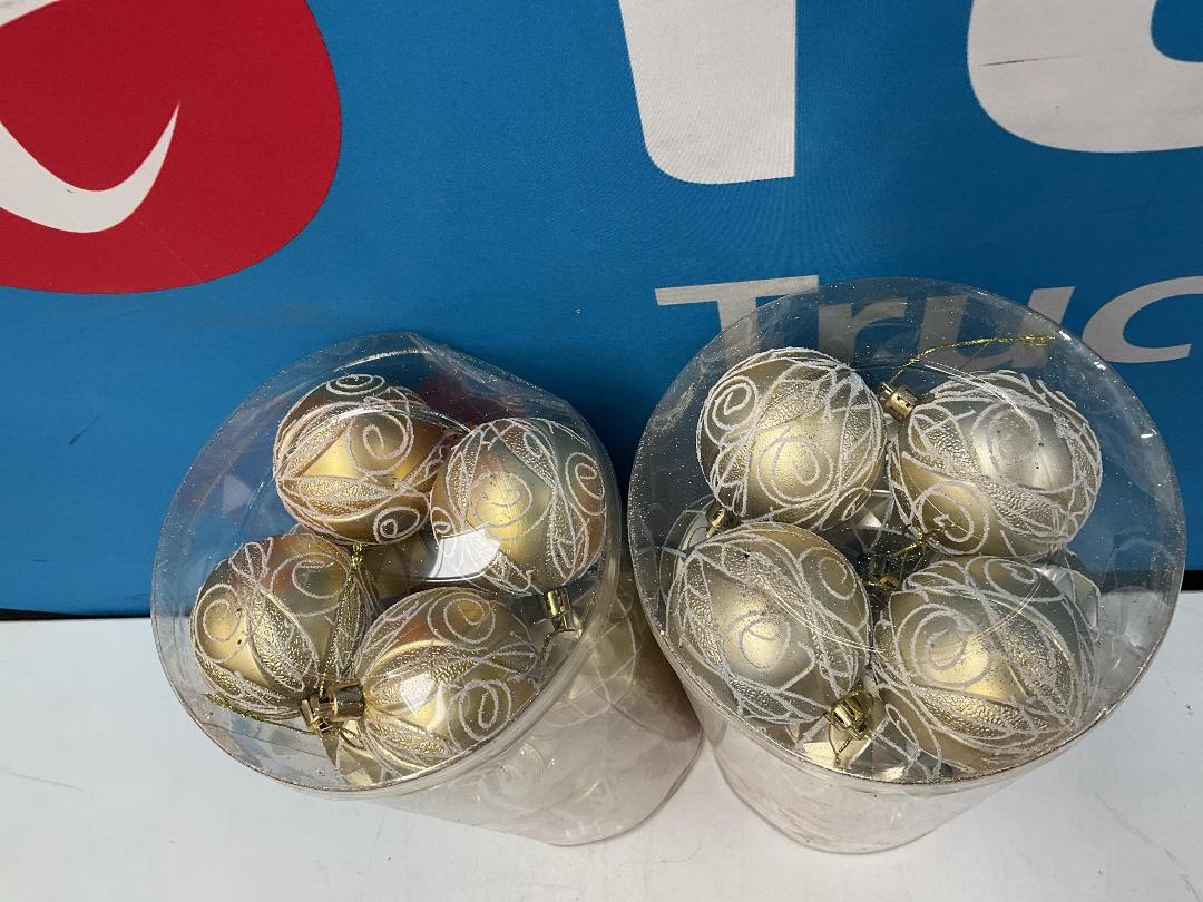 Photo '2' of Christmas Baubles - Gold Coloured, Orange/White - 2 Tubes *NEW*