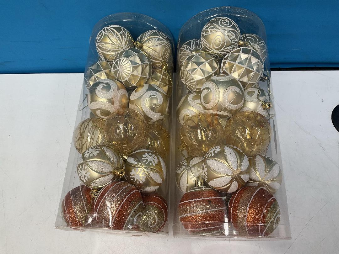 Photo '5' of Christmas Baubles - Gold Coloured, Orange/White - 2 Tubes *NEW*