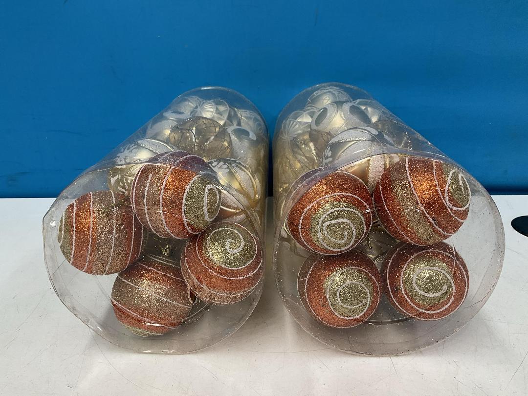 Photo '4' of Christmas Baubles - Gold Coloured, Orange/White - 2 Tubes *NEW*