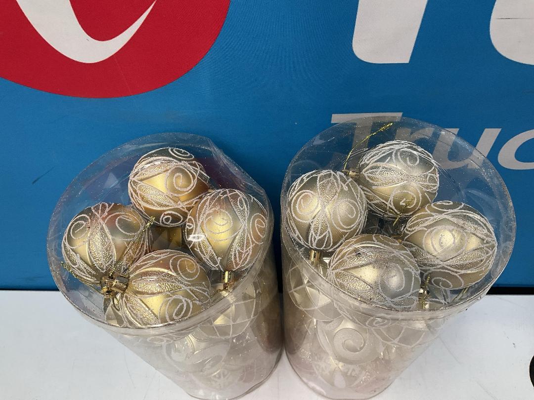 Photo '2' of Christmas Baubles - Gold Coloured, Orange/White - 2 Tubes *NEW*