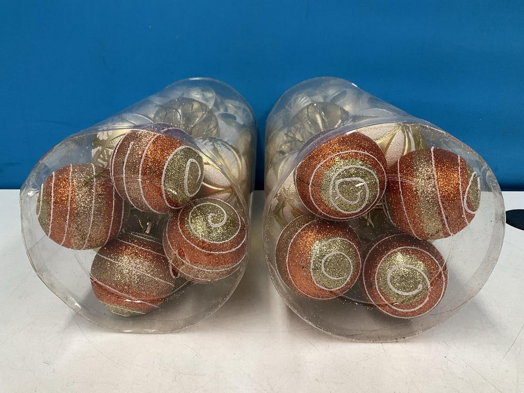 Photo '4' of Christmas Baubles - Gold Coloured, Orange/White - 2 Tubes *NEW*