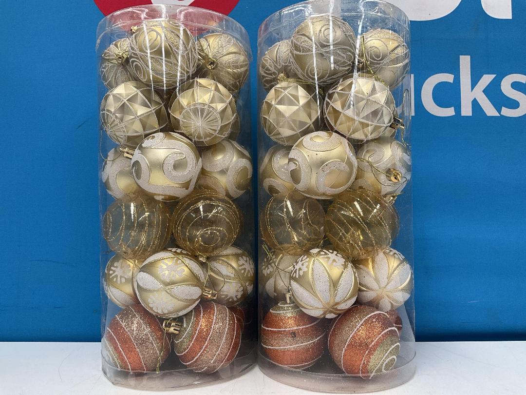 Photo '3' of Christmas Baubles - Gold Coloured, Orange/White - 2 Tubes *NEW*