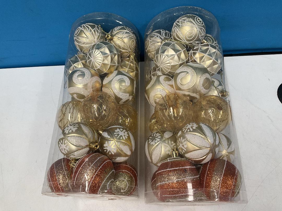 Photo '5' of Christmas Baubles - Gold Coloured, Orange/White - 2 Tubes *NEW*